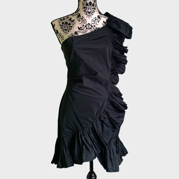 Zara Woman Black One-Shoulder Ruffle Mini Dress - Picture 4 of 10